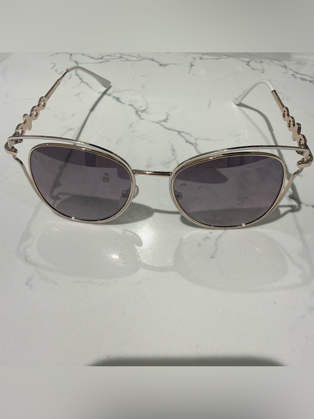 Gold Frame Sunglasses with Gray Lenses - Women's Fashion Eyewear (Ships from OR)
